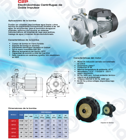 BOMBA CENTRIFUGA PEARL MOD.C2P 3HP 220/440V 3F